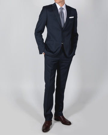 Dark Blue Suit Soft Slim End-On-End 100% Wool